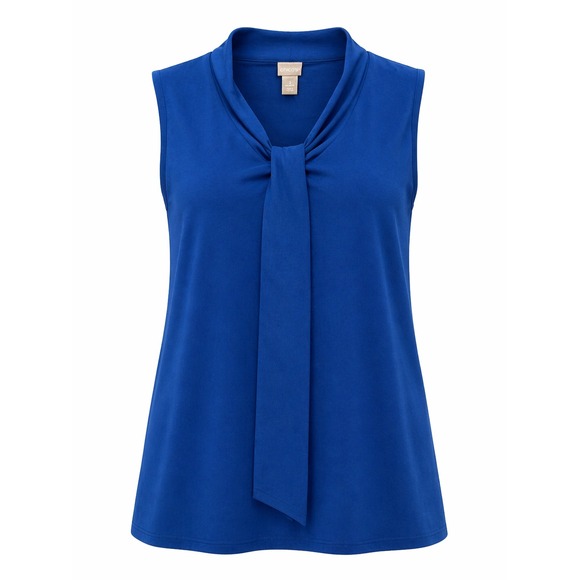 Chico's Tops - Chicos Sleeveless XL Blouse Womens Size 3 Blue Tie Neck Stretch Minimalist